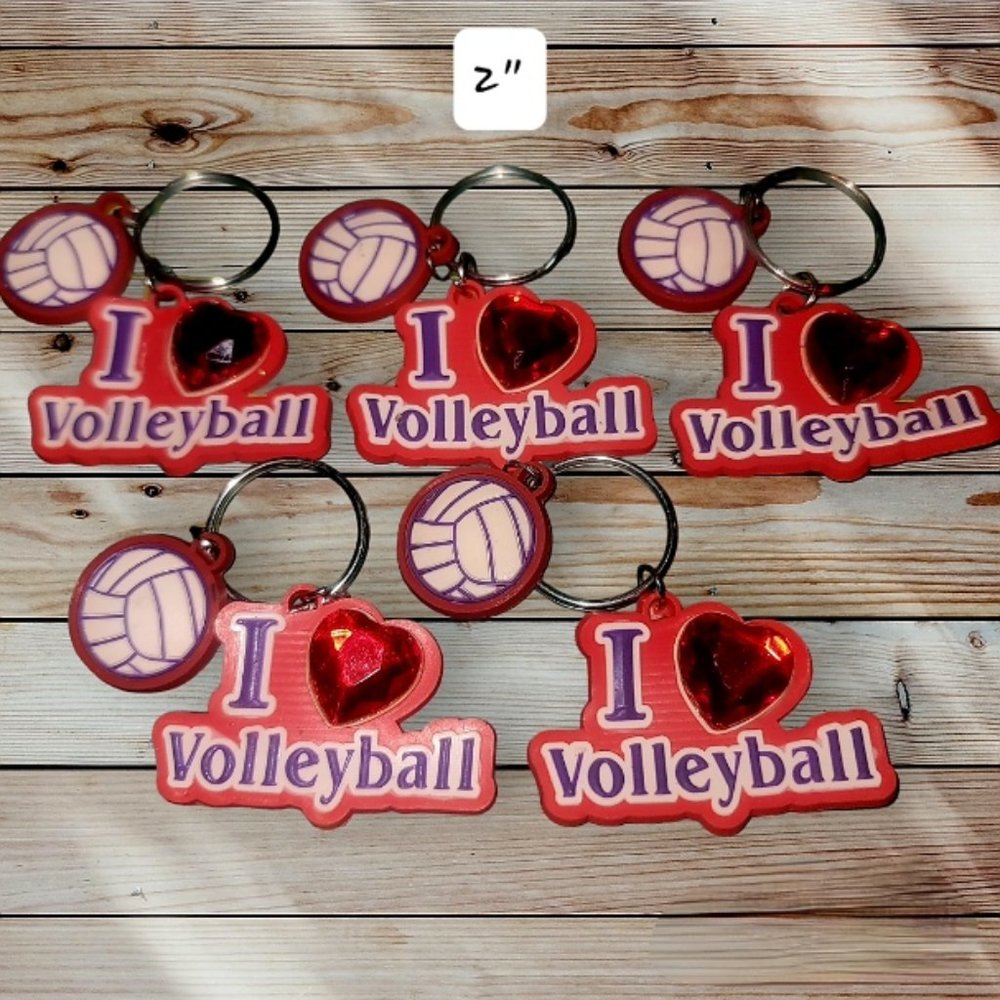 Lot of 5 - I Love Volleyball Key Chain Charms Keychain Coach Player Gift